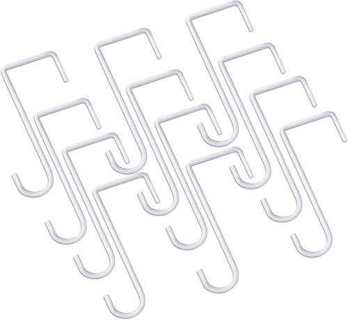 JOYSEUS Vinyl Fence Hooks - 12pcs White Powder Coated Steel Hangers for Plants & Lights | 2 x 6 Inches