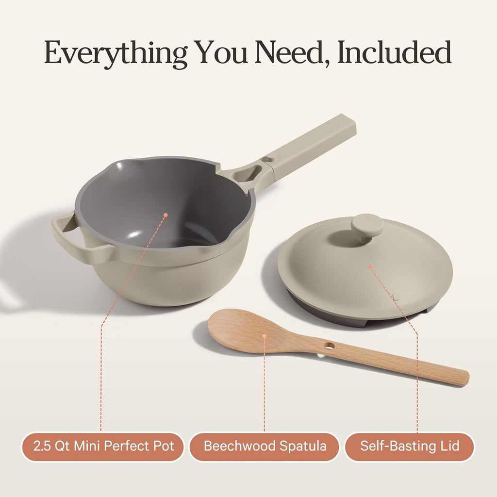 Our Place Mini Perfect Pot - 2.5 Qt Ceramic Cookware with Lid & Spatula | Patented 8-in-1, PFAS-Free, Induction & Oven-Safe up to 450°F