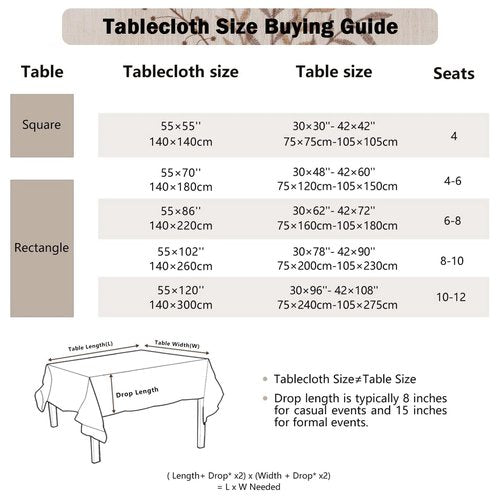 Joyfol Day Rustic Waterproof Linen Tablecloth, Heavy Weight Fern Embroidery Table Cloths for Rectangle Tables, Farmhouse Spill-Proof Table Covers with Tassels, Coffee 55''x 120''