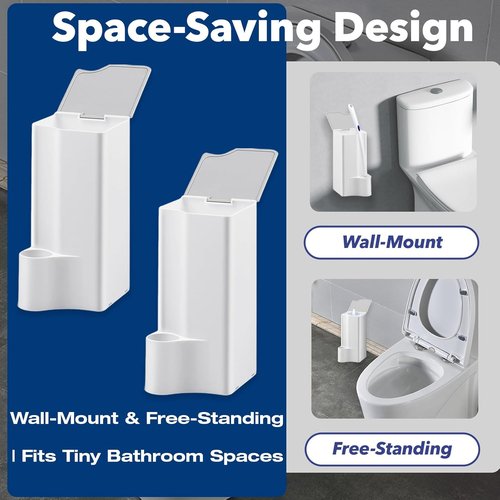 Clorox Toilet Holder - Space-Saving Wall-Mount & Free-Standing Storage for Disposable Pads | 2-Pack