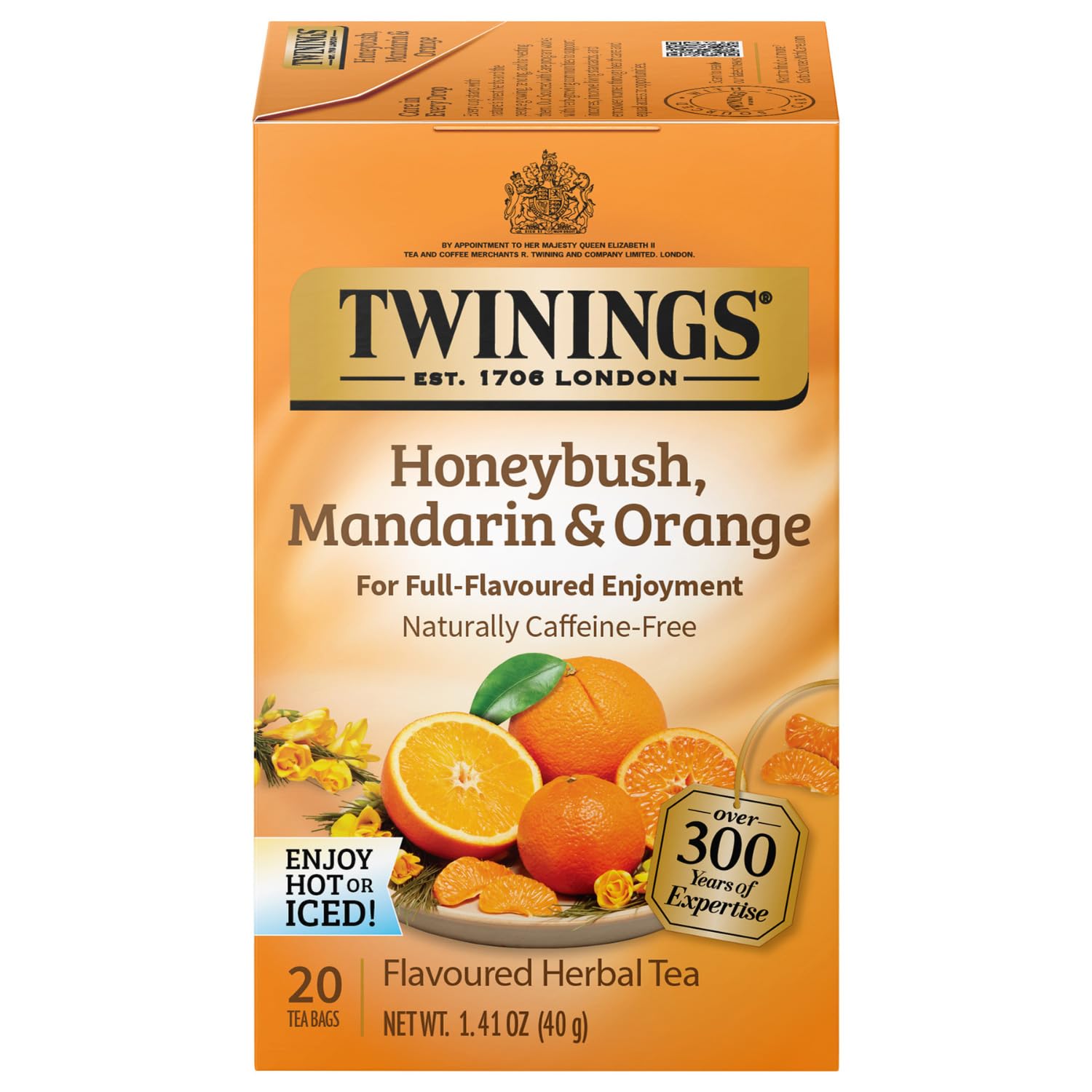 Twinings of London Herbal Tea Bags - Honeybush, Mandarin & Orange Flavor | 20 Count