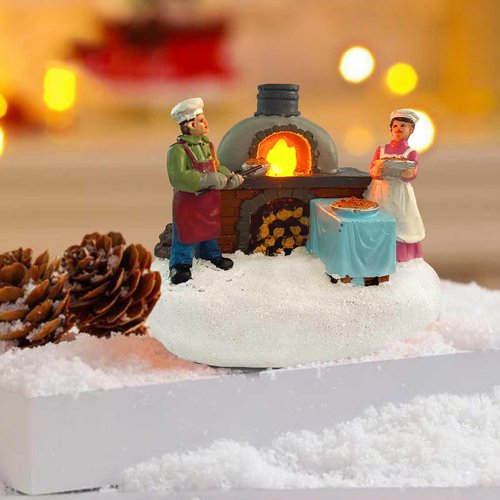 innodept12 Christmas Village Accessories Figurines Scene with LED Light, Battery Operated(3V) not Included (Outdoor Oven)
