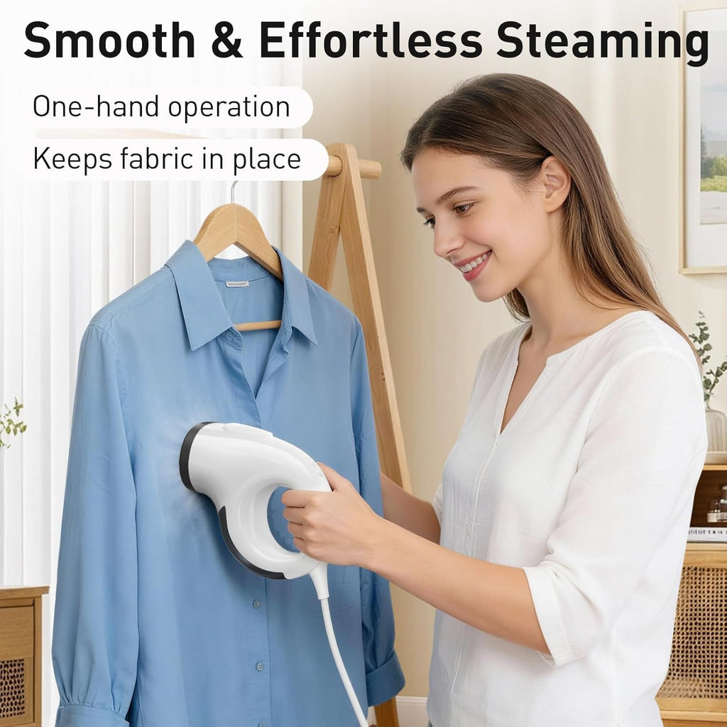 Skiennix Handheld Clothes Steamer - 2800Pa Suction & 25s Heat-Up - Compact Travel Iron with Base & Bag