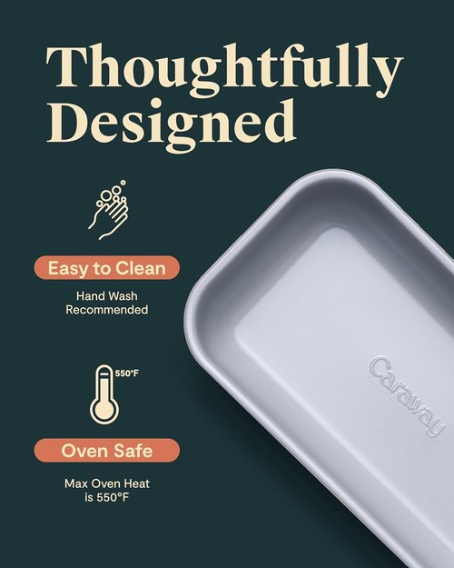 Caraway Non-Stick Ceramic Loaf Pan - Naturally Slick & Non-Toxic Coating - Ideal for Pound Cakes & Breads - 1 lb, Cream