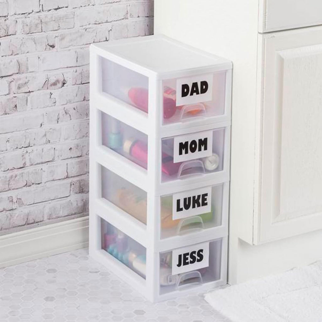 Sterilite 6-Pack Stacking Drawer Set - Clear Storage Organizers with White Frame for Clothes & Accessories