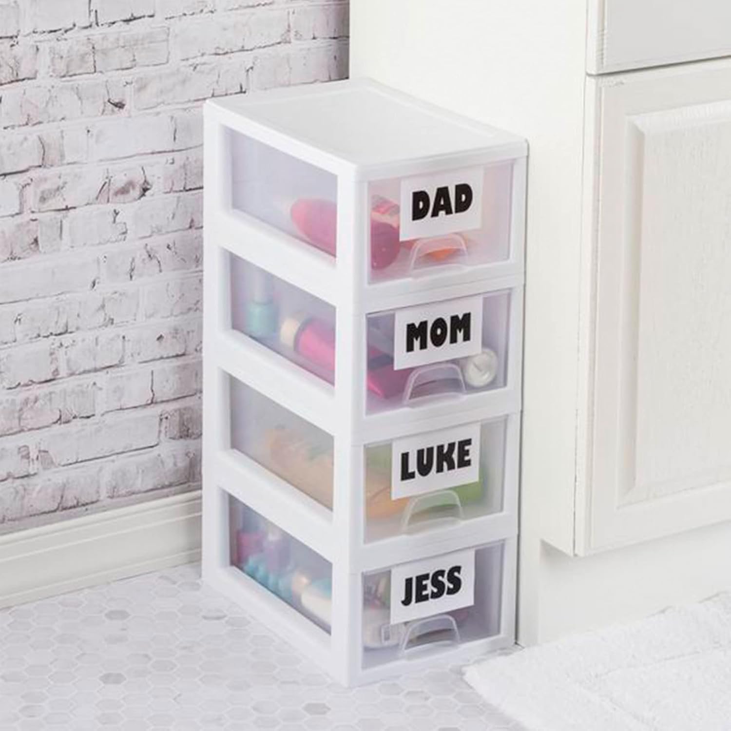 Sterilite 6-Pack Stacking Drawer Set - Clear Storage Organizers with White Frame for Clothes & Accessories