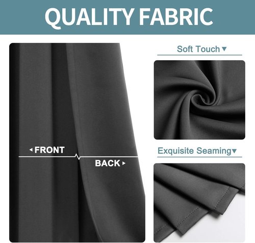 ChrisDowa Small Window Curtains - Grommet Thermal Insulated Room Darkening Panels, Dark Grey (42 x 36 Inch)