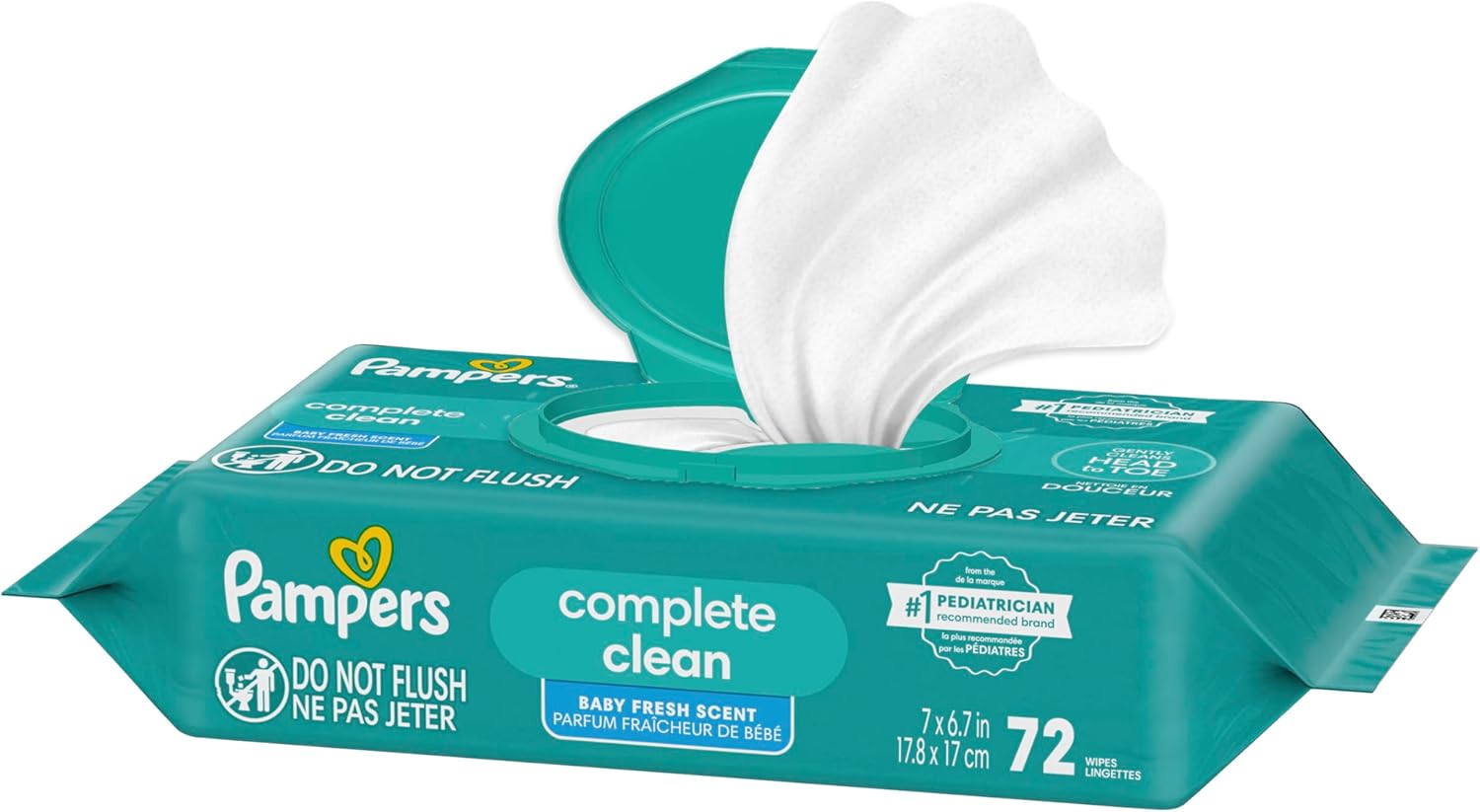 Pampers Baby Wipes - Complete Clean Fresh Scented Wipes for Gentle Head-to-Toe Care | 72 Count