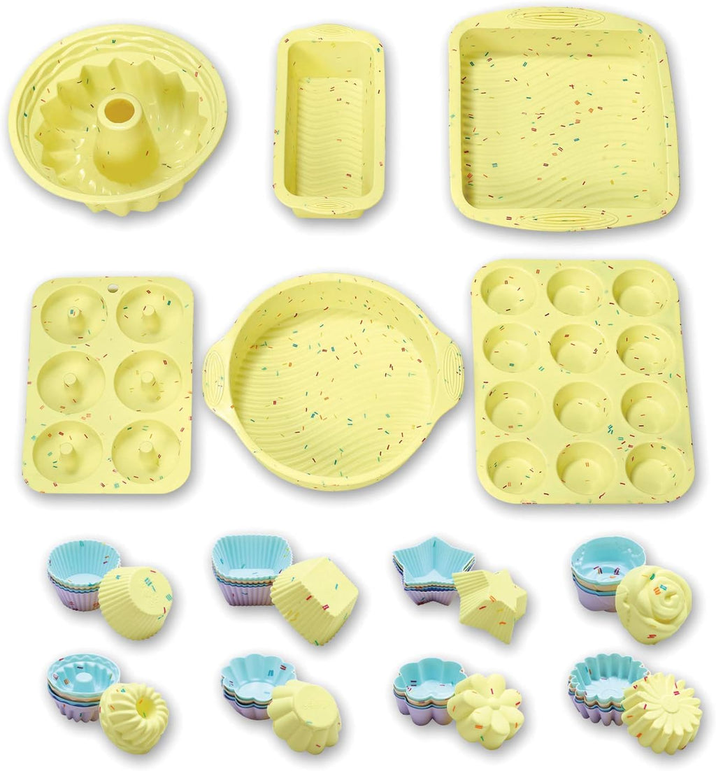 Skiennix 46PCS Silicone Bakeware Set - Versatile Molds for Cakes, Muffins, and Cupcakes | Durable & Easy to Clean
