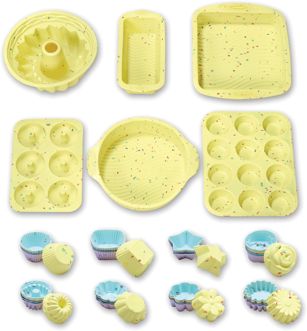 Skiennix 46PCS Silicone Bakeware Set - Versatile Molds for Cakes, Muffins, and Cupcakes | Durable & Easy to Clean
