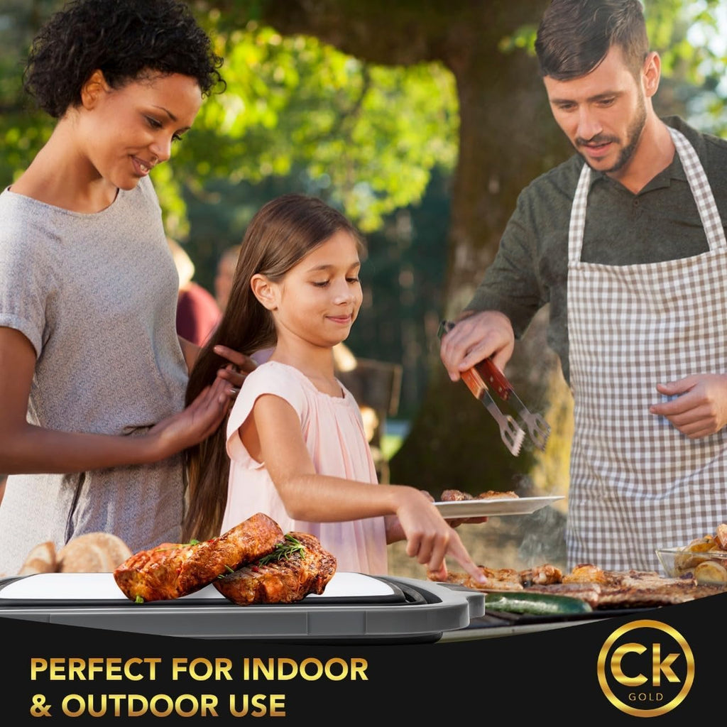 CK GOLD New XL Collapsible BBQ Prep Tub with LOCKING Lid, Cutting Board & Drain Hole | BPA-Free, Food-Grade, Space-Saving Marinating Container for Grilling, Kitchen & Outdoor Cooking (Black, 30 L)