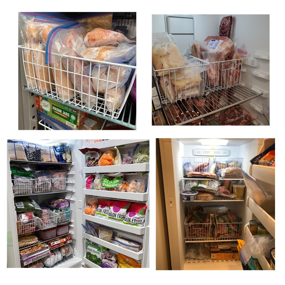 Y.Z.Bros 16inch Upright Freezer Organizer Baskets for 13-14,16-21 cu.ft Standup Freezer, Settle freezer chaos and reduce food waste effectively, Durable, Fully Use Space, Improve Air Circulate,Pack 6