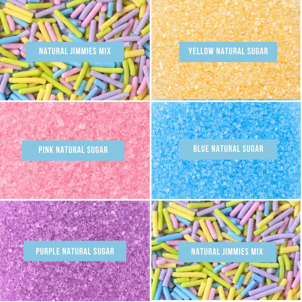 Sweets Indeed Dye-Free Pastel Sprinkles - Vibrant Yellow, Blue, Purple & Pink | 2.75 Ounces Edible Cake Decorations