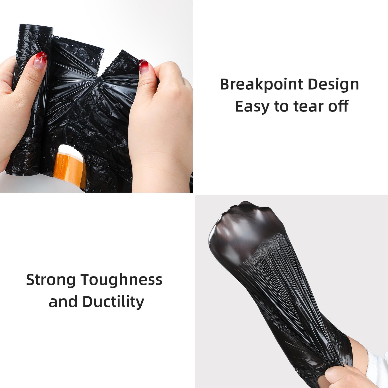 MOPALL Small Drawstring Trash Bag,Easy to Tear and Pack,4 Gallon Garbage Bags,75 Counts