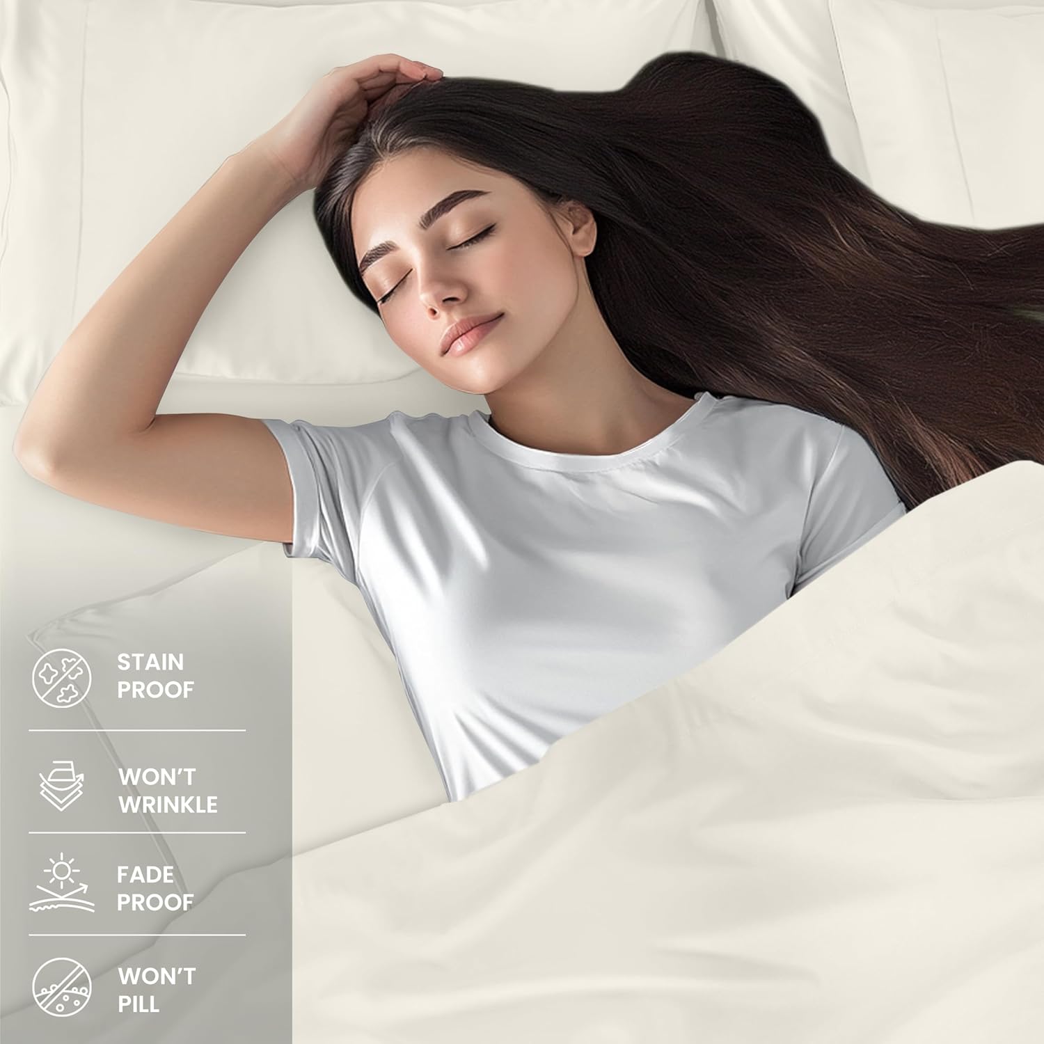 Utopia Bedding Queen Size Sheet Set - Soft, Breathable Microfiber | 4-Piece Ivory Bed Sheets