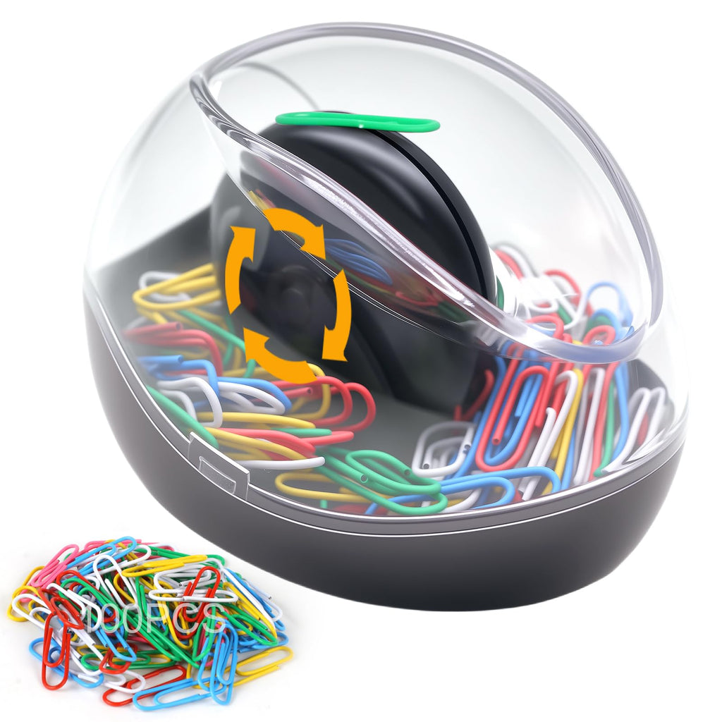 Paper Clip Holder, Mecyfaty Magnetic Paper Clips Dispenser Holder with Colorful Paperclips 100pcs, Upgraded Magnetic Design, Black Paperclip Holders for Desk School Office Supplies Organizer Accessory