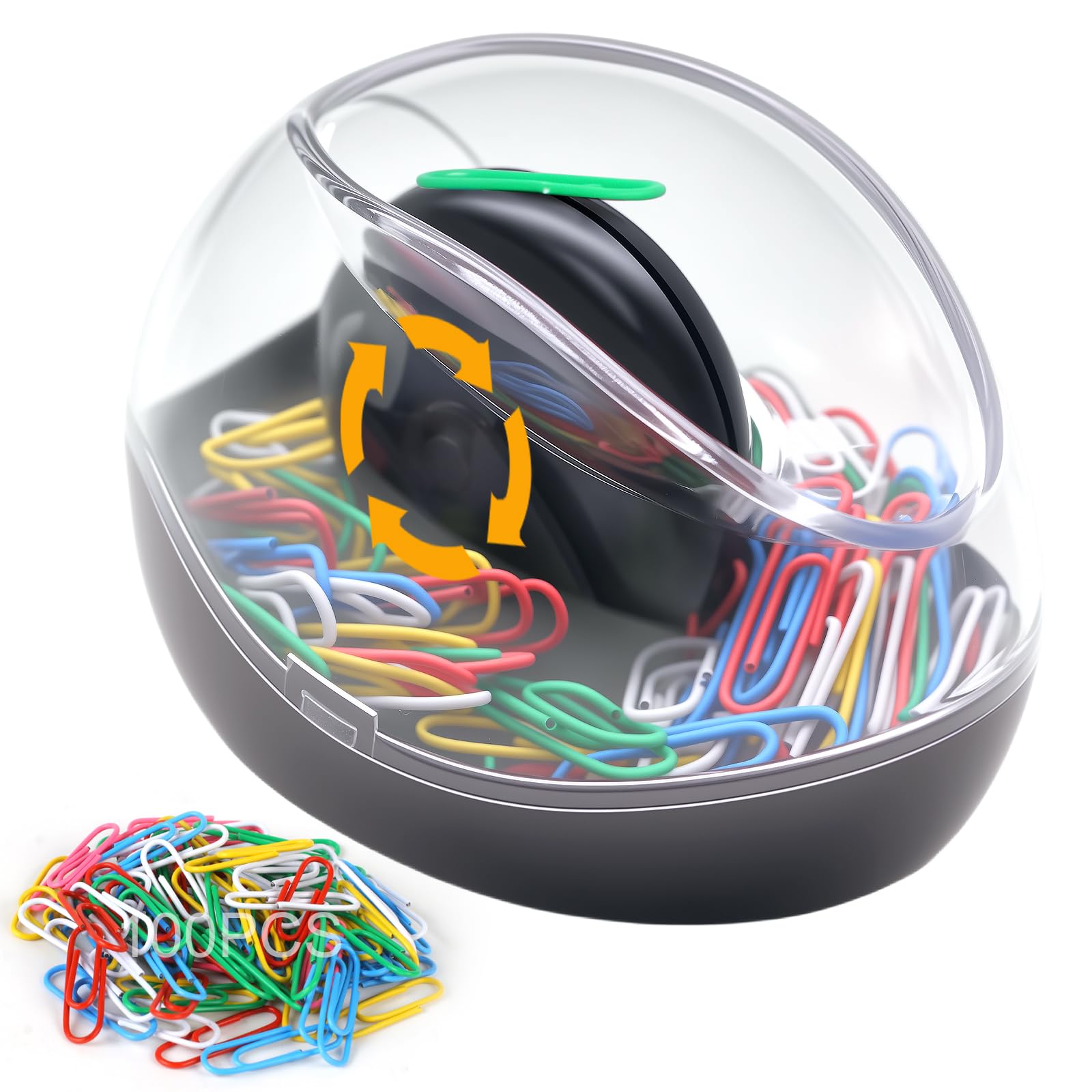 Paper Clip Holder, Mecyfaty Magnetic Paper Clips Dispenser Holder with Colorful Paperclips 100pcs, Upgraded Magnetic Design, Black Paperclip Holders for Desk School Office Supplies Organizer Accessory