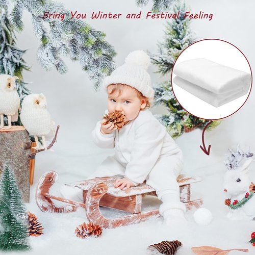 CFOFT Faux Snow Blanket - Thick Soft White Snow Roll for Christmas Village | 3 x 8 FT
