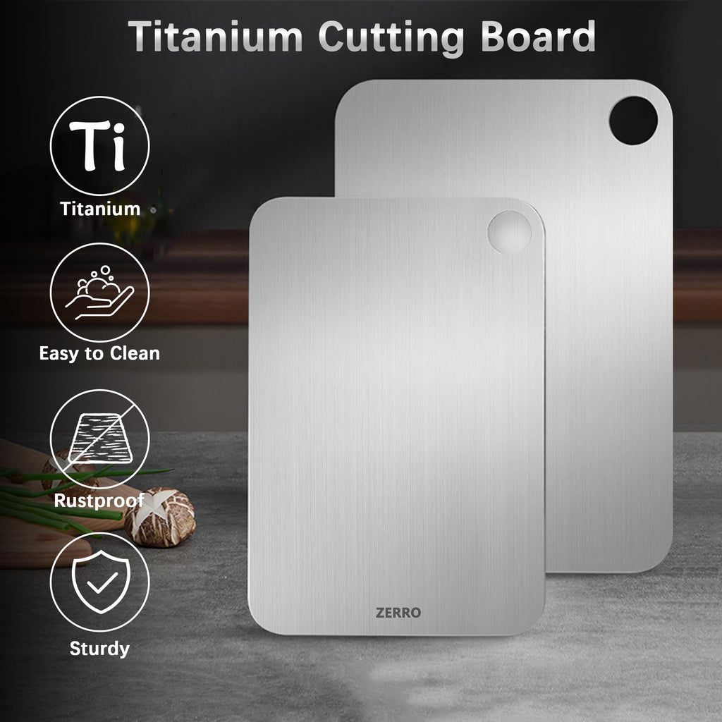 ZERRO Titanium Cutting Board 14.17" x 9.84", 100% Pure Titanium