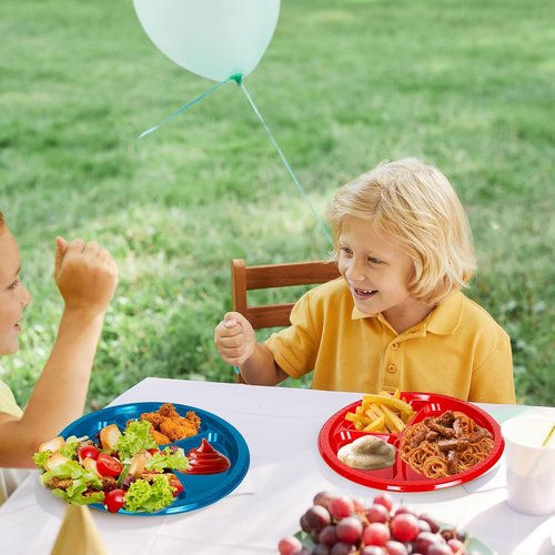 FYSUIMU 10-Inch Divided Plates - 90Pcs Patriotic Plastic Serving Trays for 4th of July & Memorial Day