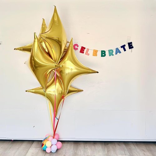 Gold Star | 12 Pcs Gold Foil Star Balloons - 26 Inch & 10 Inch for Birthday, Graduation, Baby Shower, Wedding Decor