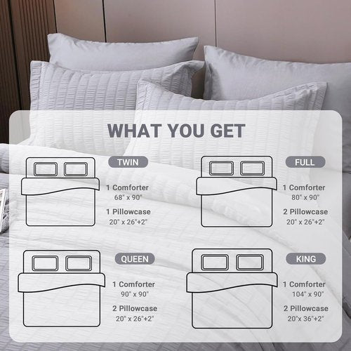 HYMOKEGE Queen Comforter Set - Lightweight 3-Piece Bedding Set with Soft Down Alternative - Light Grey