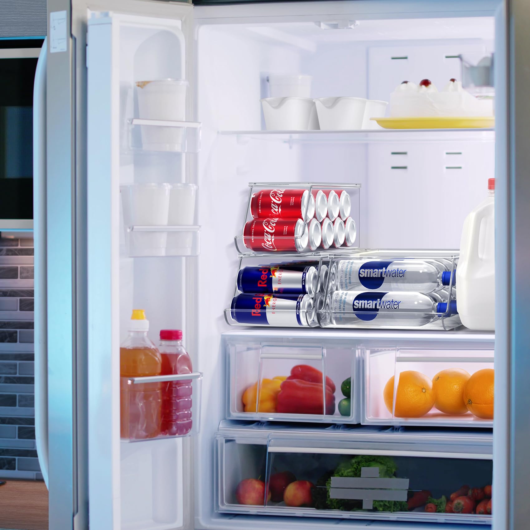 Sorbus Fridge & Pantry Can Organizer - 3 Size Dispenser for Standard, Skinny Cans & Water Bottles