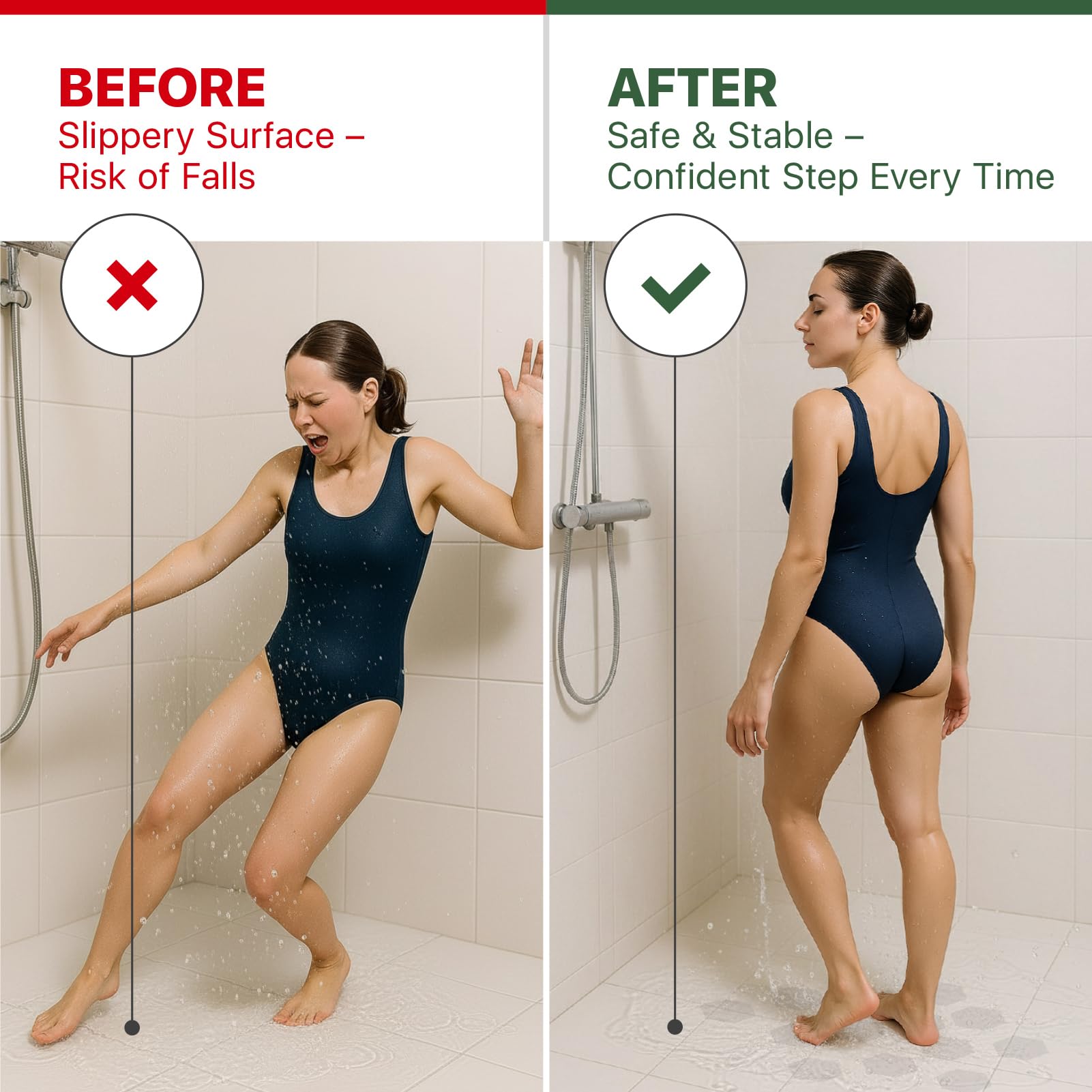 X-Protector Bathtub Non Slip Stickers - 24 PCS Pack 3.15" - Clear Anti Slip Shower Stickers - Premium Shower Adhesive Strips - Self Adhesive Bathtub Non Slip Decals - Prevent Unexpected Slipping!
