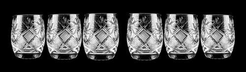 HOMEHUT SET of 6 Russian CUT Crystal Shot Glasses "Barrel" 50ml Hand Made
