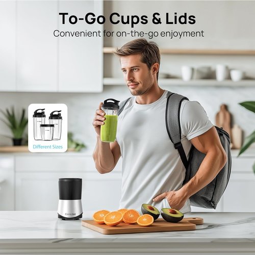 Consciot CB08 11-Piece Blender - Powerful 900W for Smoothies, Shakes & Baby Food | 3 Portable Cups & Lids