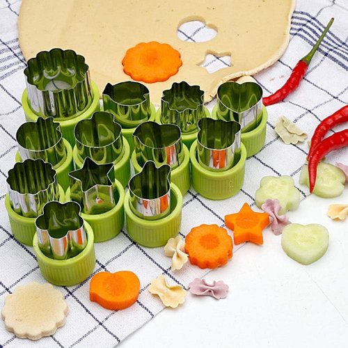 LetGoShop Cookie Cutter Set - 12 Shapes Biscuit Cutters with Safety Handle & Cartoon Food Forks