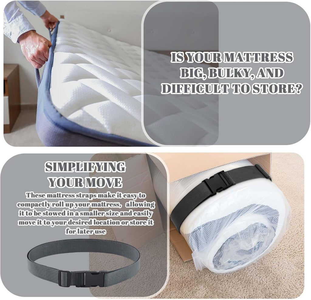 Skiennix Mattress Moving Straps - Adjustable Packing Straps with Buckles for Twin & Full Sizes (60" x 2")