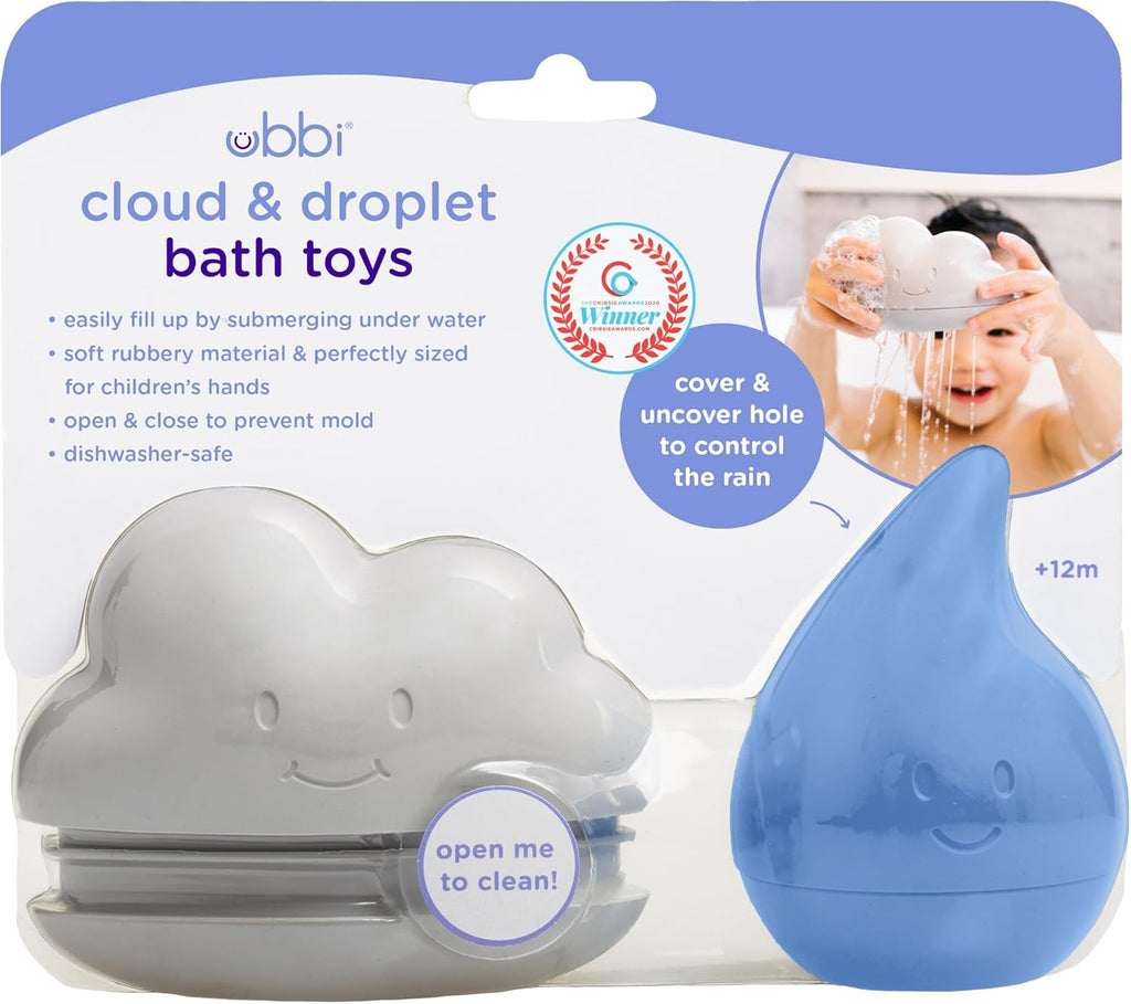 Ubbi Silicone Bath Squeeze Toys - Fun Interactive Cloud & Droplet Design | Set of 2 for Toddlers