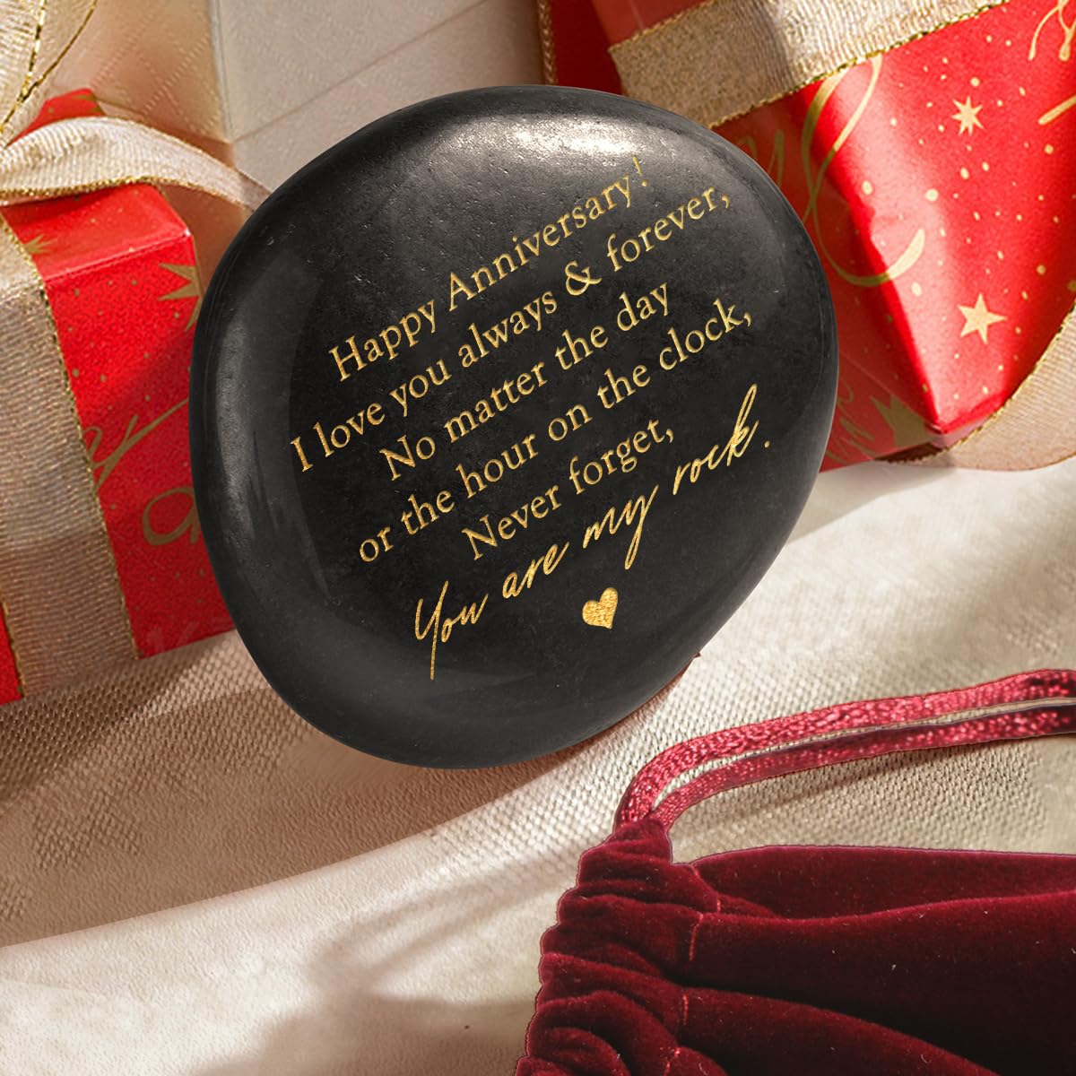 Happy Anniversary Rock Gifts for Men Women,Aniversario Gift for Him,Year Anniversary Wedding Gift for Husband,Anniversary Engraved Stone Presents,Romantic Sweetest Day Valentine Gifts for Men Him