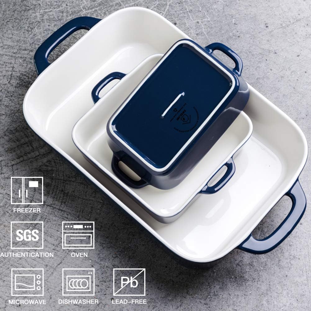 Sweejar Ceramic Bakeware Set - Rectangular Baking Dish for Casseroles & Daily Cooking | White Porcelain