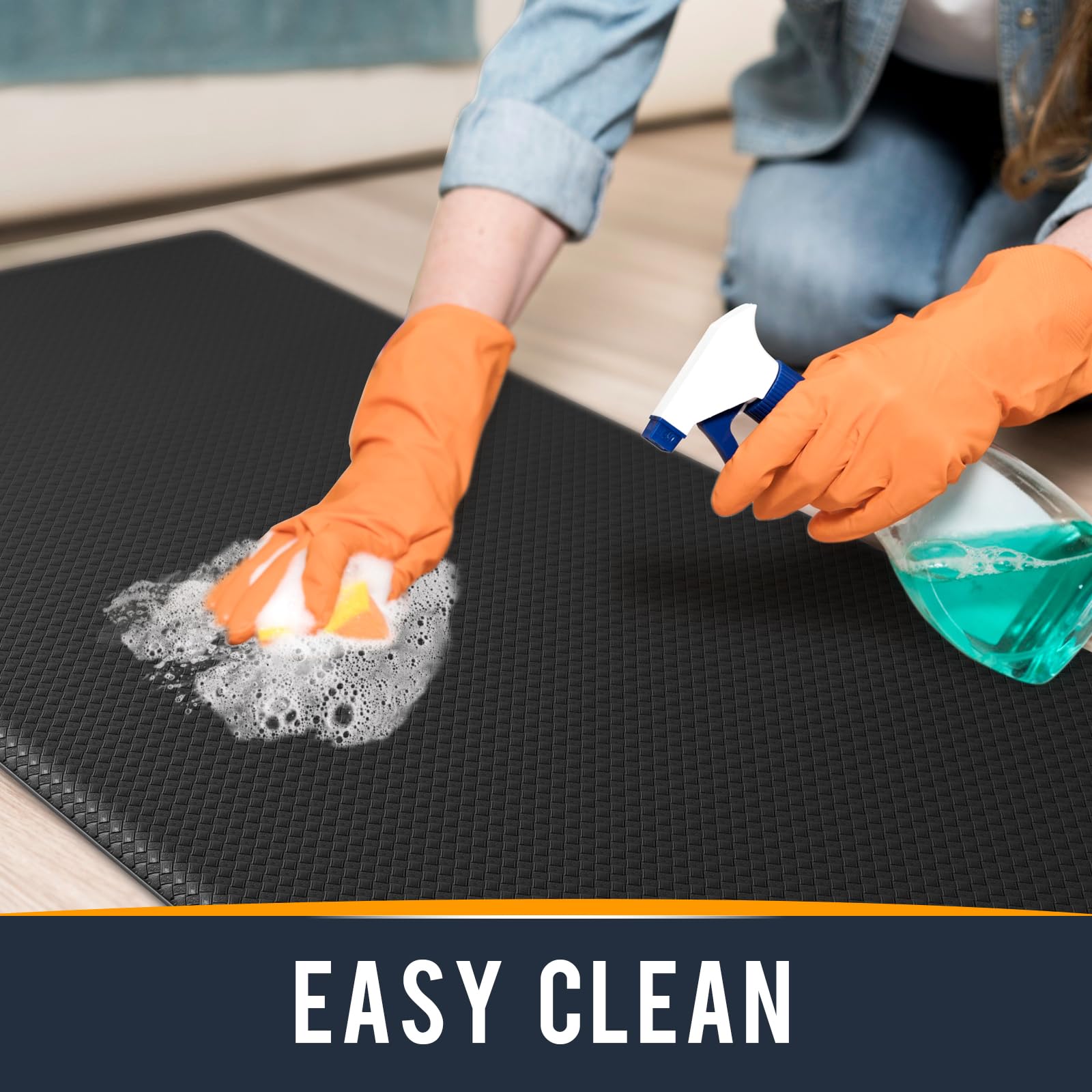 Oakeep Kitchen Mats for Floor Cushioned Anti Fatigue, 23x71 Long Runner Rug Waterproof, Memory Foam Padded for Standing, Black