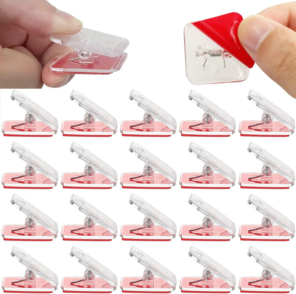 Skiennix Self-Adhesive Clips - 20 Pack Wall Clips for Photos & Tapestry Hangers | Double-Sided Sticky Clips