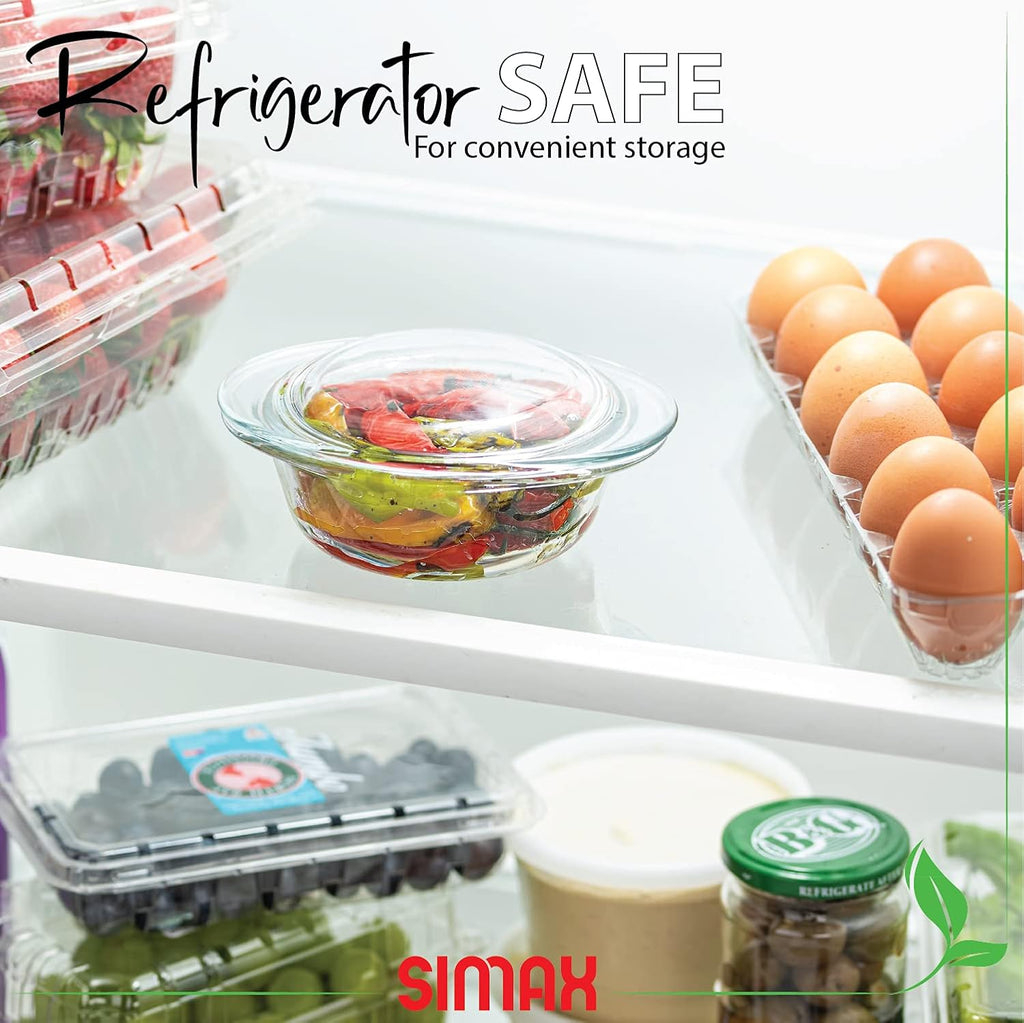 Simax Mini Glass Casserole Dish - 6.4 Oz Oven to Table Serving Dish | Microwave & Dishwasher Safe