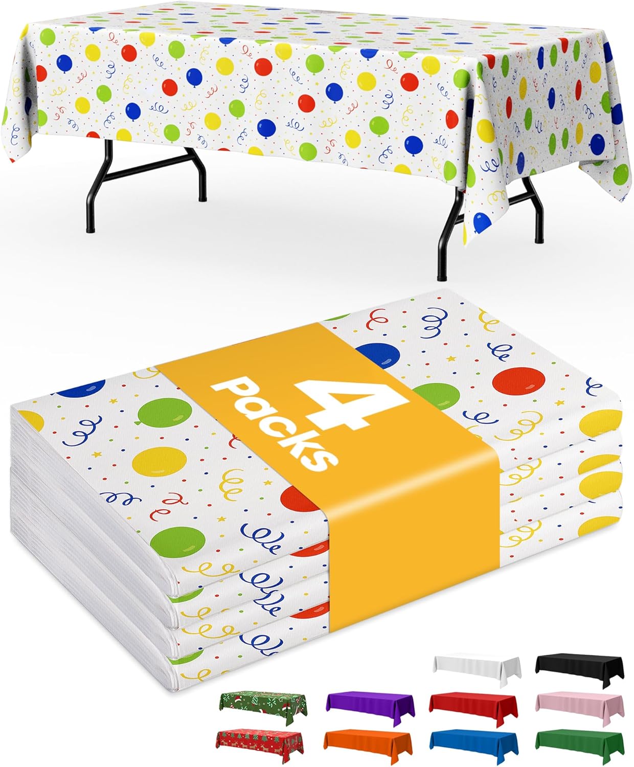 Niuara Rectangle Tablecloth - 54'' x 108'' Disposable Plastic Table Cover for Holiday Parties | 4-Pack