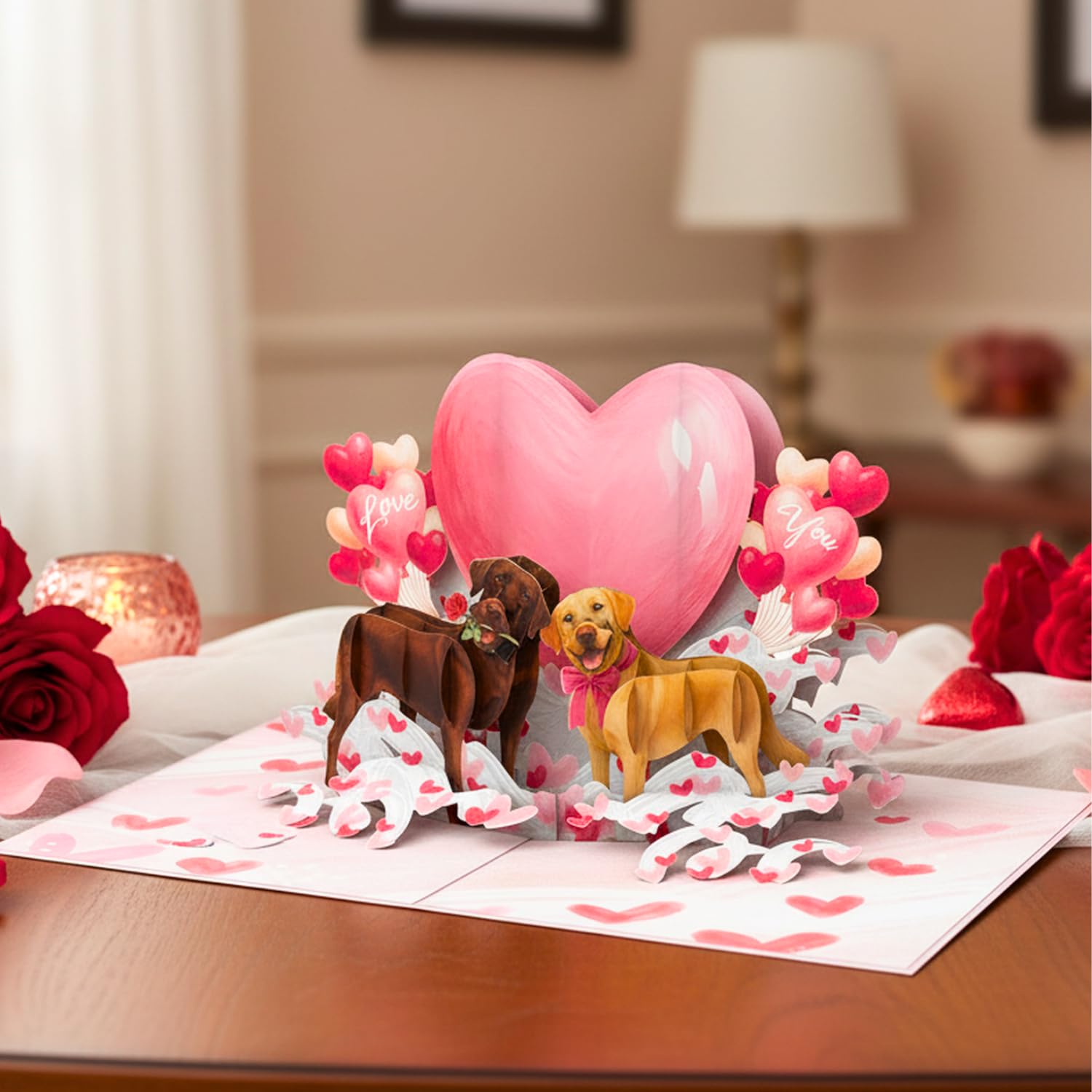 HEARTAGS- Pop Up Valentines Card, 3D Couple Dog Valentines Day Card For Wife, Husband, Him, Her, Girlfriend, Boyfriend, Adults | 6x8 in Romantic Dog Valentine Cards Pop Up With Envelope