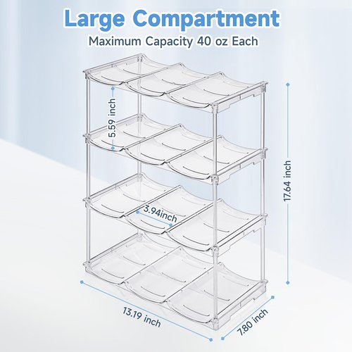 Stackable Water Bottle Organizer for Stanley 40 oz Tumbler, Water Bottle Holder for Cabinet, Pantry Kitchen Organizers and Storage for Stanley Cup Accessories, Tumbler Organizer and Wine Rack, 4Pack