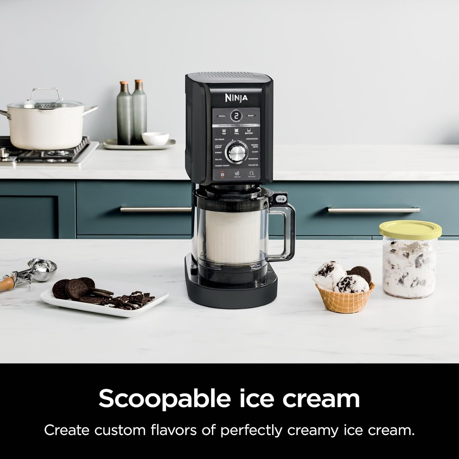 Ninja NC501 CREAMi Deluxe 11-in-1 Ice Cream Maker - Includes 2 XL Pint Containers, Black