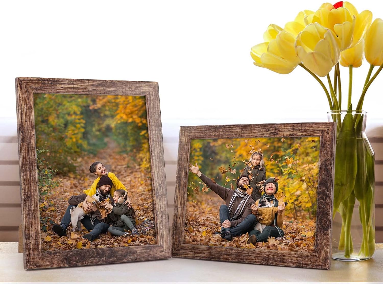 PETAFLOP 8x10 Picture Frame Set of 7 - Rustic Wall & Tabletop Display for 8x10 Photos