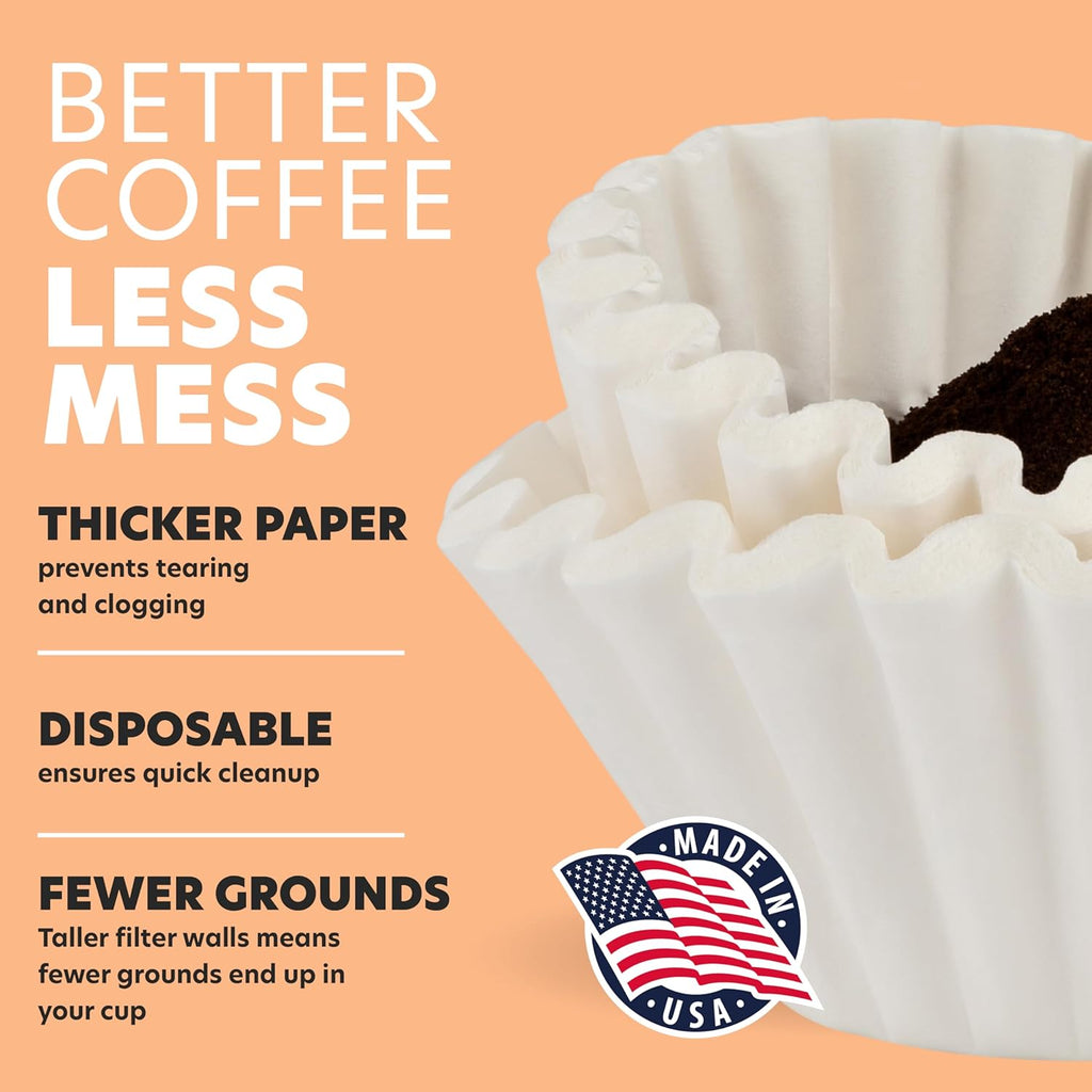 Tupkee Extra Large Coffee Filters - Chlorine-Free, No Overflow, No Tearing - 250 Count, 13.75” x 5.25”