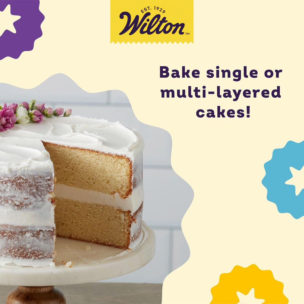 Wilton Round Cake Baking Pan Set - 9 x 2 Inch Even Heating Aluminum Bakeware for Tiered Cakes
