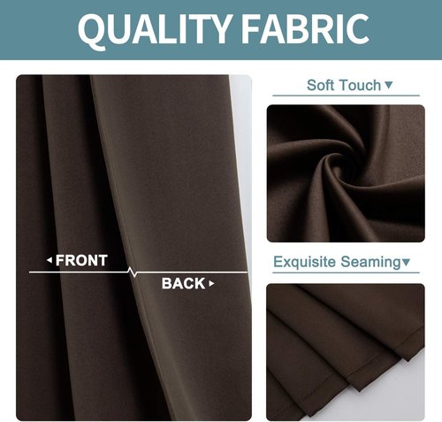 ChrisDowa Small Window Curtains - 50-Inch Grommet Thermal Insulated Room Darkening Panels (Brown, 2-Pack)