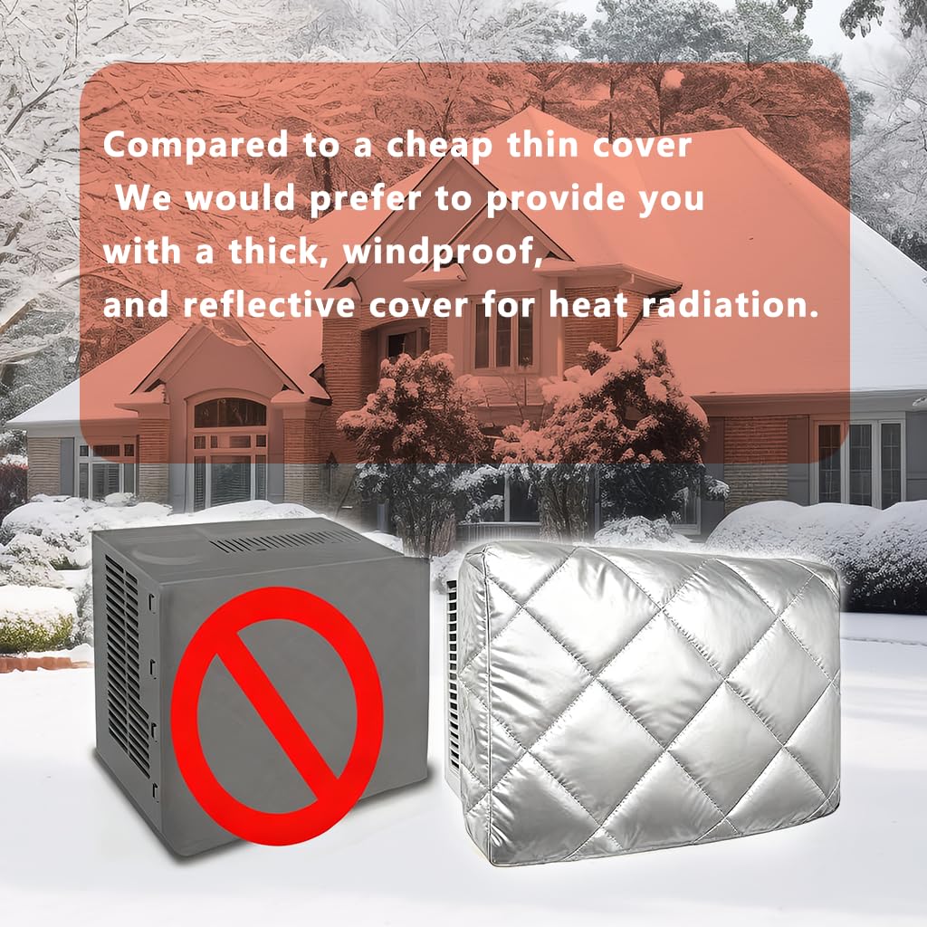 CHICHIBEBE Thickened Window Air Conditioner Cover Silver - Windproof Waterproof Insulated - AC Cover for Window AC Units Universal Cold air Block(XX-Large)