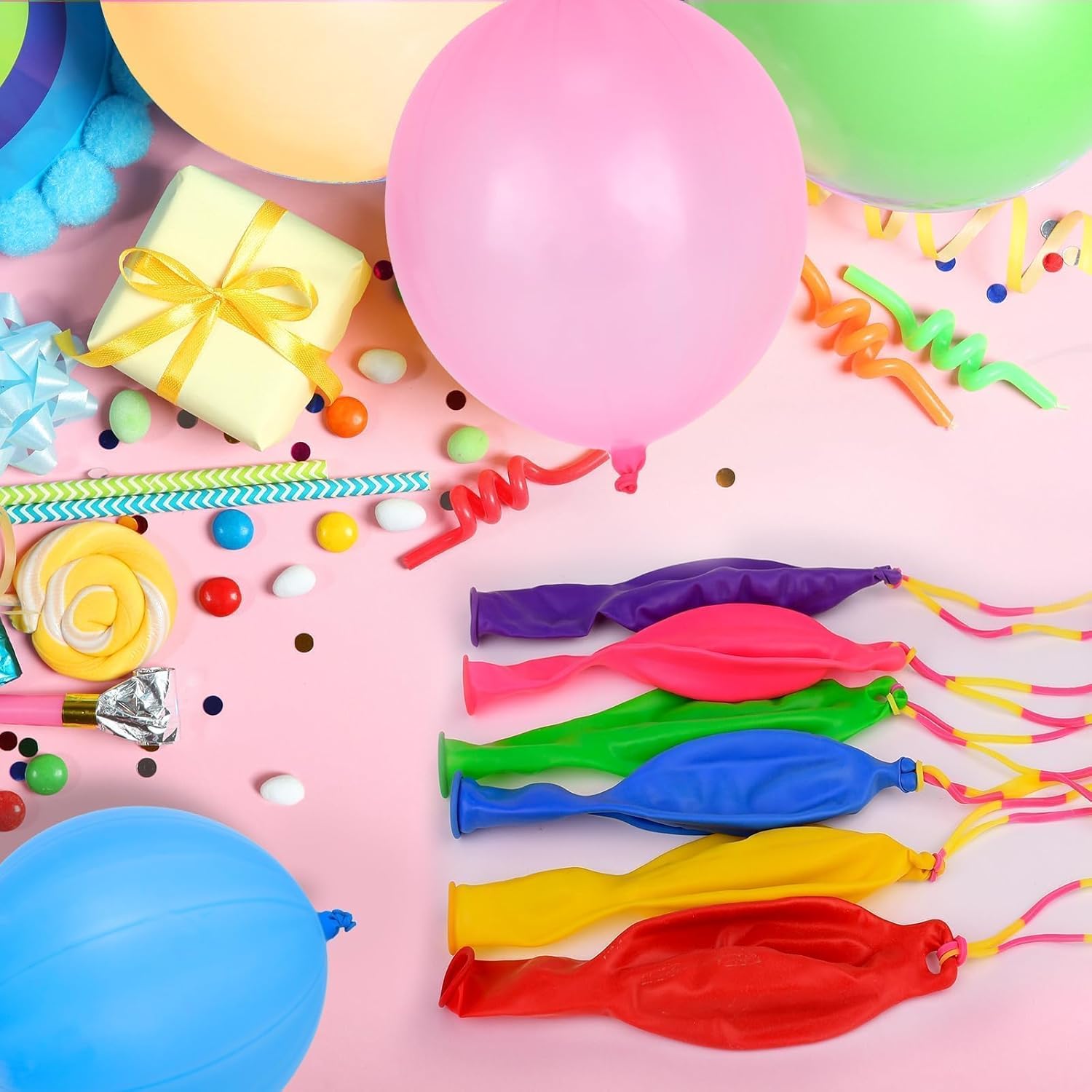 Skiennix 36 Pcs Pink Punch Balloons - Easy Grip Rubber Band Handle | Perfect for Kids’ Birthday Parties & Outdoor Fun
