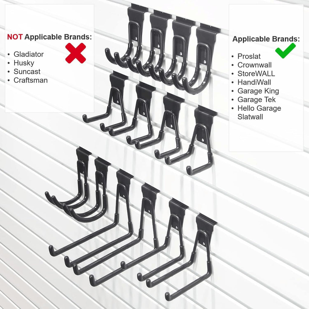 Proslat Heavy Duty Slatwall Hooks - 14 Pack Multi-Size Garage Wall Organizer for Efficient Storage