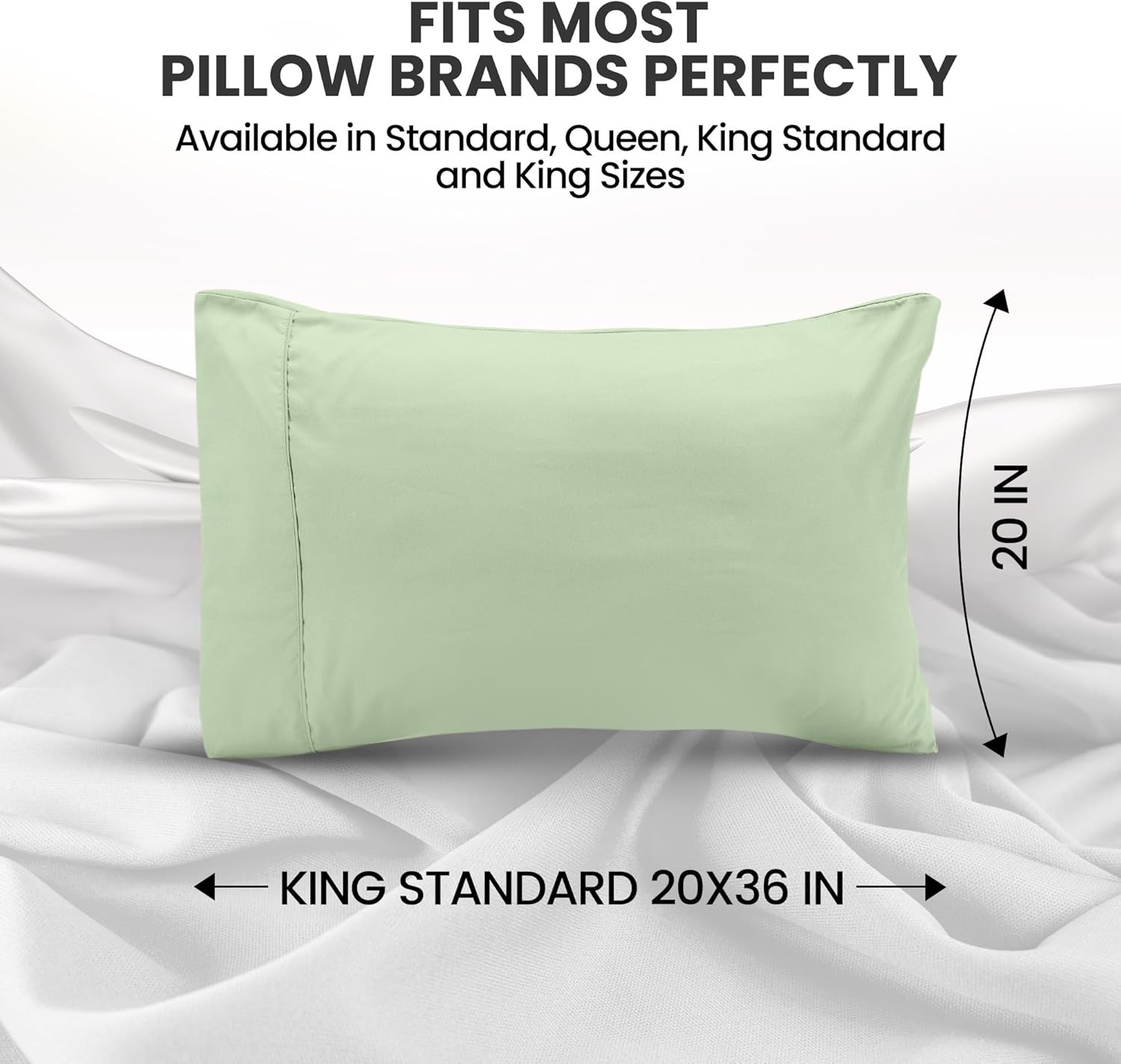 Utopia Bedding Pillow Cases - Soft Brushed Microfiber 2-Pack | Oeko-TEX Certified, 20x26 Inches (Sage)